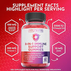 Atlantis Nutrition 8-in-1 Immune Support Gummies with Elderberry | Immune Supplement with Elderberry, Quercetin, Zinc, Vitamin C - Immunity Boosters for Adults & Kids - Delicious Flavor - 60 Count