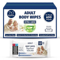 PAPILION Adult Body Cleaning Wipes, Extra Large Washcloths with Aloe Vera & Vitamin E, No-Rinse Cleansing for Senior Care, Bed Bath, Travel, Incontinence Care, Flip-Top Pack, 50 PCS x 12 Pack