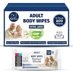 PAPILION Adult Body Cleaning Wipes, Extra Large Washcloths with Aloe Vera & Vitamin E, No-Rinse Cleansing for Senior Care, Bed Bath, Travel, Incontinence Care, Flip-Top Pack, 50 PCS x 12 Pack