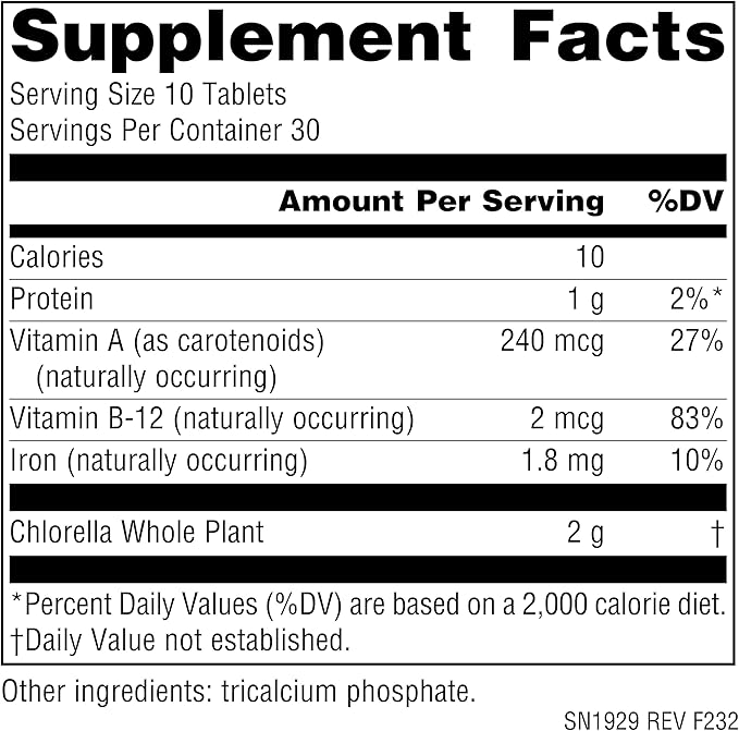 Source Naturals Yaeyama Chlorella Box 200 mg Freshwater Green Superfood, Plant-Based B12-300 Tablets