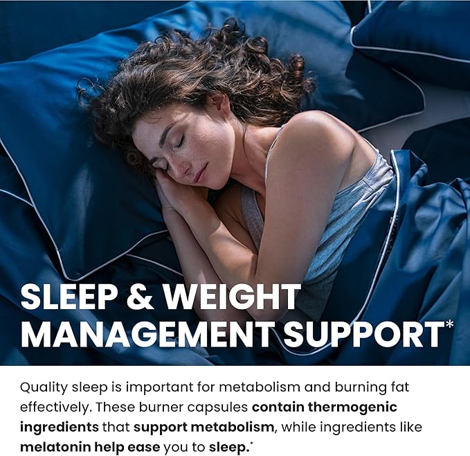 Night Time Fat Burner to Shred While You Sleep | Belly Fat Burner, Carb Blocker and Weight Loss Support Supplements | Lose Weight, Support Metabolism and Fall Asleep | 120 Nighttime Diet Pills