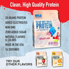 WILD SOCIETY - Clear Protein Powder + Electrolytes - 20g Clear Whey Protein Isolate Drink - Zero Sugar - 0g Lactose - Natural Flavors & Colors - Muscle Post Workout Recovery - Rocket Pop, 16 oz