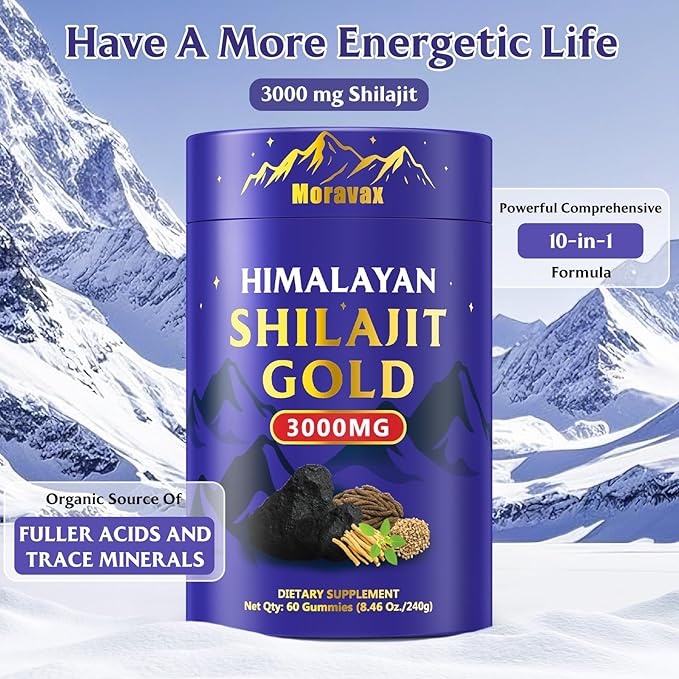 Himalayan Natural Shilajit Gummies I Gold Grade Natural Shilajit with Ashwagandha, Gokshura, Black Musli & 85+ Trace Minerals I No Added Sugar I Non-GMO I 60 Gummy