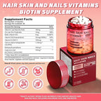 Hair Skin and Nails Vitamins – Biotin, Hyaluronic Acid, Calcium AKG, Vitamin C & Vitamin D3 K2 – Support Healthy Hair Growth, Strong Nails & Radiant Skin - 120 Capsules (1 Pack)