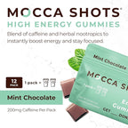 SGC Highest Concentration 100 mg Caffeine per Gummy, 2 Gummies per Pack, 12-Pack Mocca Shots Mint Chocolate Plant-Based Instant Energy with Herbal Nootropics