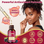 2 Pack Liposomal NAD Supplement - 1200mg NAD+ Liquid Drops for Women & Men with Resveratrol, Black Pepper Extract - Support Anti-Aging, Brain & Cellular Mitochondrial Health - Mixed Berry Flavor