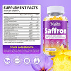 Saffron Gummies 88.5mg - Saffron Supplements with Magnesium, Rhodiola Rosea, Ashwagandha, L-Theanine, Vitamins D3 & B6, Zinc - Supports Antioxidant Function, Pineapple Flavor, 60 Count