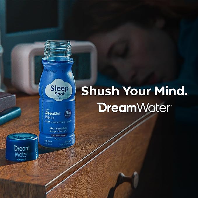 Dream Water Sleep Powder, Sugar-Free, Gluten-Free, Natural Flavors; Blend of 3 Ingredients, GABA, 5mg Melatonin, 5-HPT; Snoozeberry Flavor 60ct