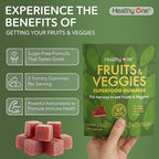 Fruits & Veggies Sugar-Free Gummies - 27 Whole Foods - Equals 3 Servings of Fruits & Vegetables - Improve Energy, Focus & Immune Function - Fiber - Antioxidants - Organic Ingredients - 28 Packets