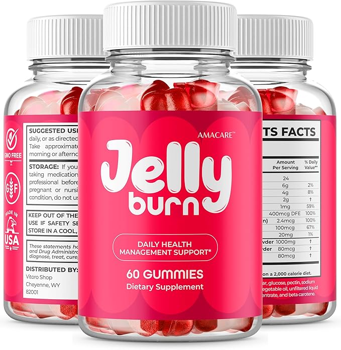 (3 Pack) Jelly Burn Gummies – Advanced JellyBurn Gummy Premium Formula, Daily JellyBurnGummies All Natural Maximum Strength, Vitamin Support for Overall Health and Wellness, 180 Gummies for 3 Months