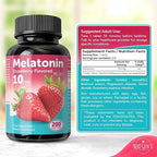 Melatonin Tablets - 10 mg Dietary Supplement - Strawberry Flavored - 200 Vegan Tablets - by NextGenU
