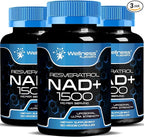 WELLNESS LABSRX Liposomal NAD Supplement, 1500mg - USA Made, NAD Resveratrol Supplement for Women and Men, NAD+ Support Cellular Health, Energy & Anti Aging - 3 Pack
