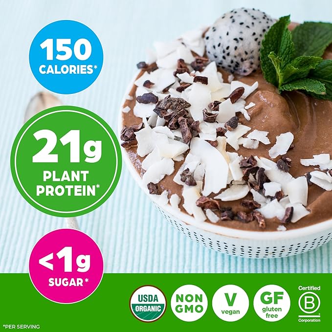 Orgain Organic Vegan Protein Powder, Creamy Chocolate Fudge - 21g Plant Protein, 7g Prebiotic Fiber, Low Net Carb, No Lactose Ingredients, No Added Sugar, Non-GMO, For Shakes & Smoothies, 1.02 lb