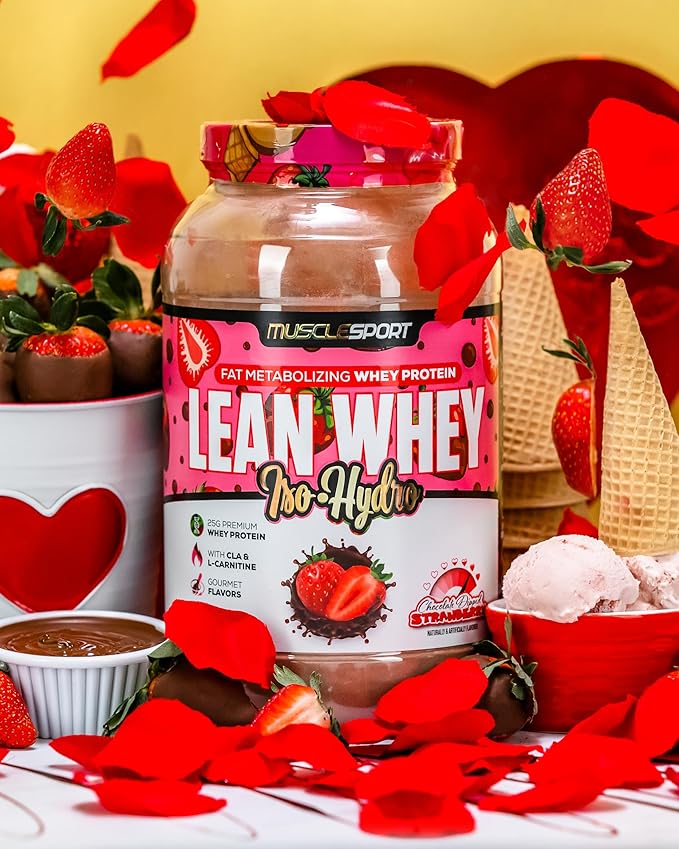 MuscleSport Lean Whey Revolution™ Protein Powder - Whey Protein Isolate - Low Calorie, Low Carb, Low Fat, Incredible Flavors - 25g protein per scoop (2LB, Strawberry)