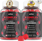 Nextdia Brain & Mood Support Gummies, Super Vitamin B Complex for Men & Women, All B Vitamin B1 B2 B3 B5 B6 B7 Folate MethyB12 with PABA, Inositol, Choline, Supports MTHFR Gene & Energy, Vegan, 120Ct