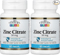 21st Century Healthcare Zinc Citrate Tablets 50mg, 60 Count (Pack of 2)