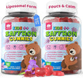 Kids Saffron Magnesium Gummies, Liposomal Saffron for Kids Focus Sleep Gummies, Mood Support Organic Saffron Extract Supplements w/ Magnesium Glycinate, L-Theanine & GABA for Calm - No Melatonin,120Ct