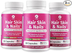 1 Body Hair Skin Nails Vitamin Complex with Biotin - Complete Formula with 26 Essential Vitamins for Men & Women - 3 Pack