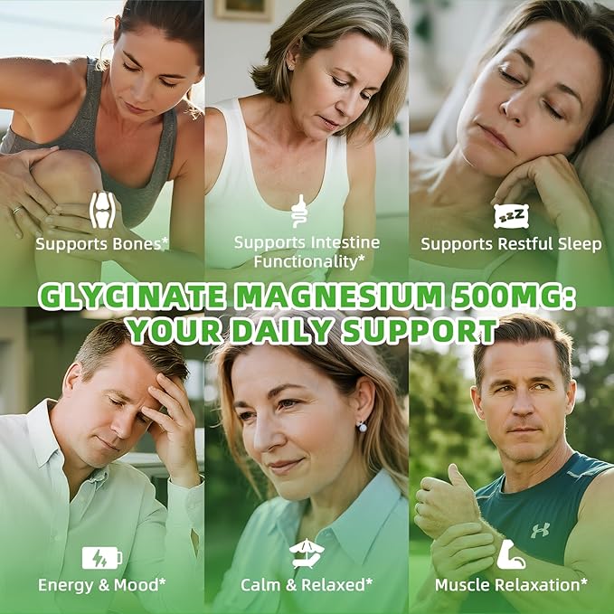 Magnesium Glycinate 500mg Softgels Supplement, Small Easy to Swallow Magnesium Gelcaps High Absorption for Night Leg&Sleep Support, Muscle&Bone, Calm, Non GMO, 120 Gelcaps, 60 Day Supply