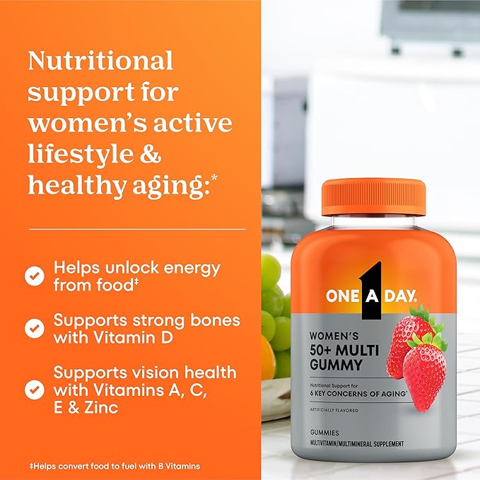 One A Day Multivitamin for Women 50 and Over, Women's Multivitamin Gummy 50 plus for Immune Support, Eye Health & Healthy Brain Function, Gummy Vitamins for Women 50 plus, 110 Ct (Packaging May Vary)