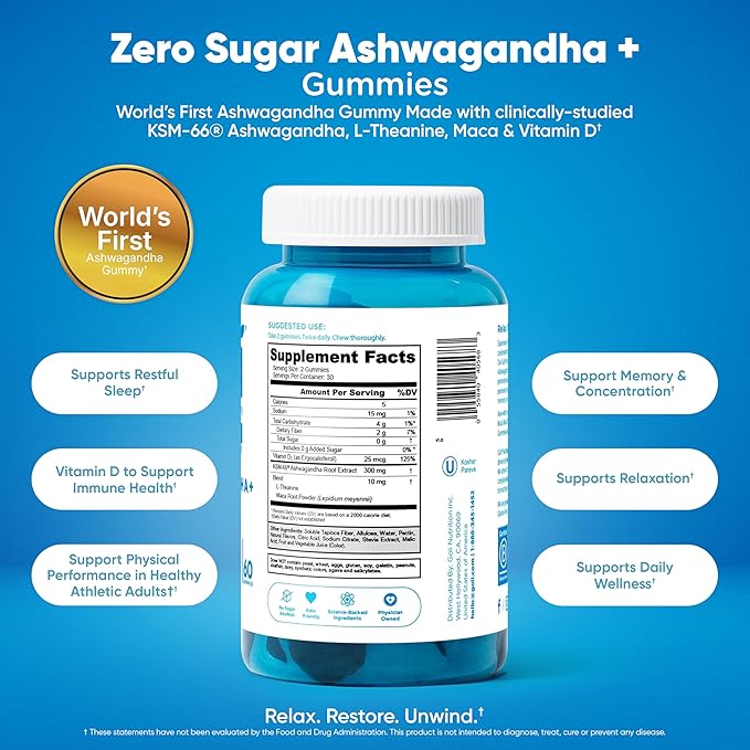 Goli Zero Sugar 6 Pack Bundle - World's First 3-in-1 Pre, Post, Probiotic, Apple Cider Vinegar with Vitamin B12 and Probiotics to Address Bloating, Ashwagandha & L-Theanine, Vitamin D Gummies