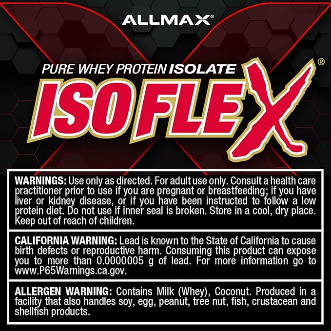 ALLMAX ISOFLEX Pure Whey Isolate Protein Powder - Gluten Free, Low Lactose, Sugar-Free - High-Protein, Clean, Keto-Friendly for Pre Post Workout Supplement for Women and Men | Strawberry, 5lb