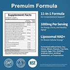 NAD Supplement 11-in-1 Extra Strength – Liposomal NAD with Resveratrol, CoQ10, Urolithin A, ALA & Turmeric – Supports Anti-Aging, Cellular Repair, Energy & Focus – for Women & Men – 60 Capsules