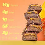 Misfits Vegan Protein Bars - Peanut Butter Fudge | Nutrition Bars - 14g Protein, 1g Sugar, Plant-based, Low Carb, Non-GMO, Gluten Free Snacks | Pack of 12