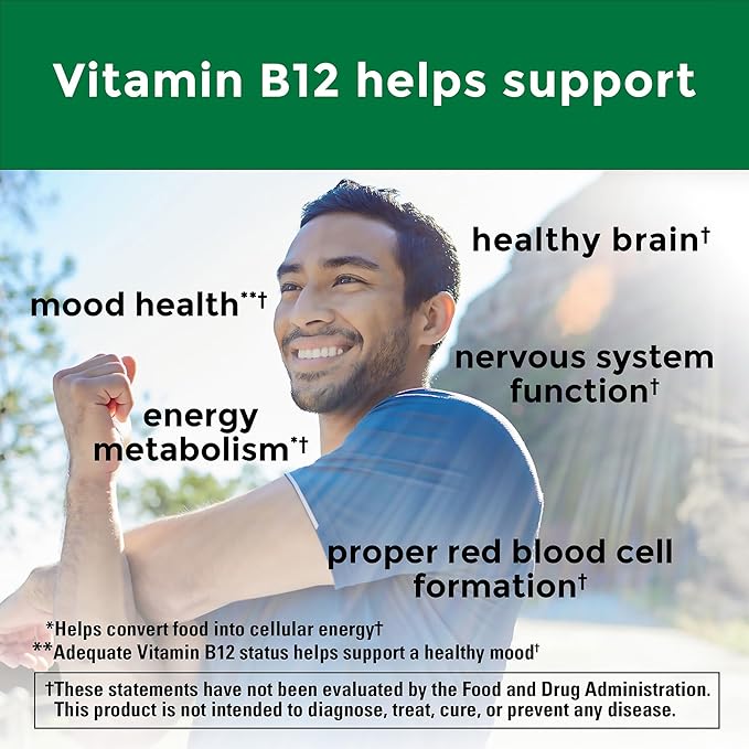 Nature Made Vitamin B12 500 mcg, Dietary Supplement for Energy Metabolism Support, B12 Vitamins 500 mcg, 100 Tablets, 100 Day Supply