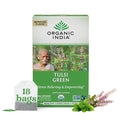 ORGANIC INDIA Tulsi Green Tea Bags - Holy Basil Tea, African Basil, Stress Relieving, Immune Support, USDA Certified Organic, Premium Darjeeling Green Tea, Caffeinated - 18 Infusion Bags, 1 Pack