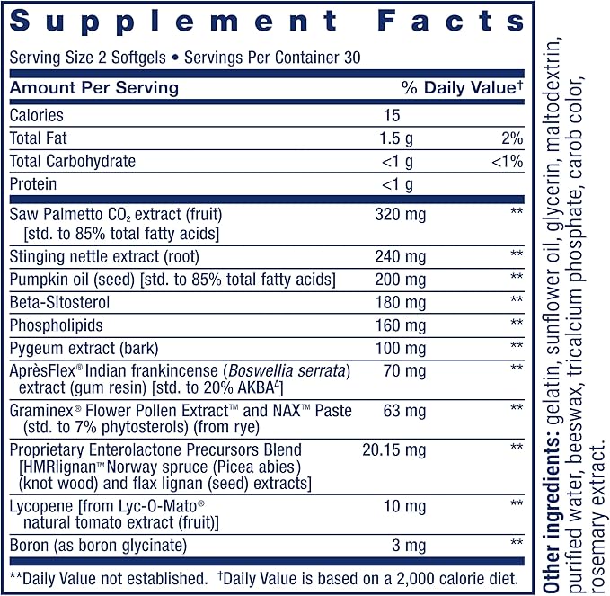 Life Extension Ultra Prostate Formula, Saw Palmetto for Men, pygeum, stinging Nettle Root, lycopene, Prostate Health, Urination Flow, PSA, Non-GMO, Gluten-Free, 60 softgels