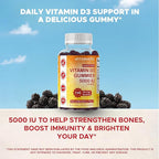 Vitamatic Sugar Free Vitamin D3 5000 IU - 120 Gummies - Great Taste - Healthy Bones, Mood & Immune System Function - Non-GMO - 120 Servings (5000 IU)