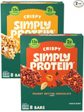Simply Protein - Crispy Bars Variety Pack, Peanut Butter + Lemon Coconut - Plant Based Protein Bars - 13g Protein, 2g Sugar, 7g Fiber - Vegan, Gluten Free, Non GMO, Kosher - 16 Bars, 2 Boxes