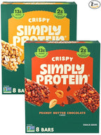 Simply Protein - Crispy Bars Variety Pack, Peanut Butter + Lemon Coconut - Plant Based Protein Bars - 13g Protein, 2g Sugar, 7g Fiber - Vegan, Gluten Free, Non GMO, Kosher - 16 Bars, 2 Boxes