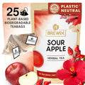 BREWIX, Sour Apple Hibiscus Tea Bags (25 Pyramid Tea Bags) Caffeine-Free Herbal Tea | Apple, Hibiscus, Rosehip | Refreshing Wellness Brew for Any Mood | Hot or Iced Refreshment