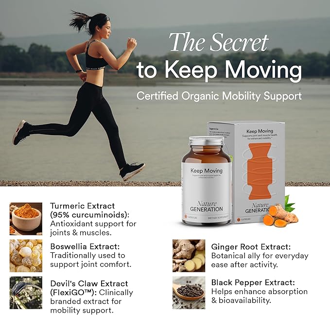 Organic Turmeric Curcumin with Black Pepper & Boswellia Extract – High Absorption Turmeric Capsules for Joint Comfort, Mobility & Muscle Recovery – 60 Capsules