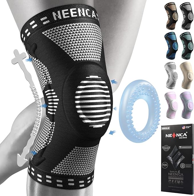 NEENCA Professional Knee Brace for Pain Relief, Medical Knee Support with Patella Pad & Side Stabilizers, Compression Knee Sleeve for Meniscus Tear, ACL, Joint Pain, Runner, Workout (Black, X-Small)