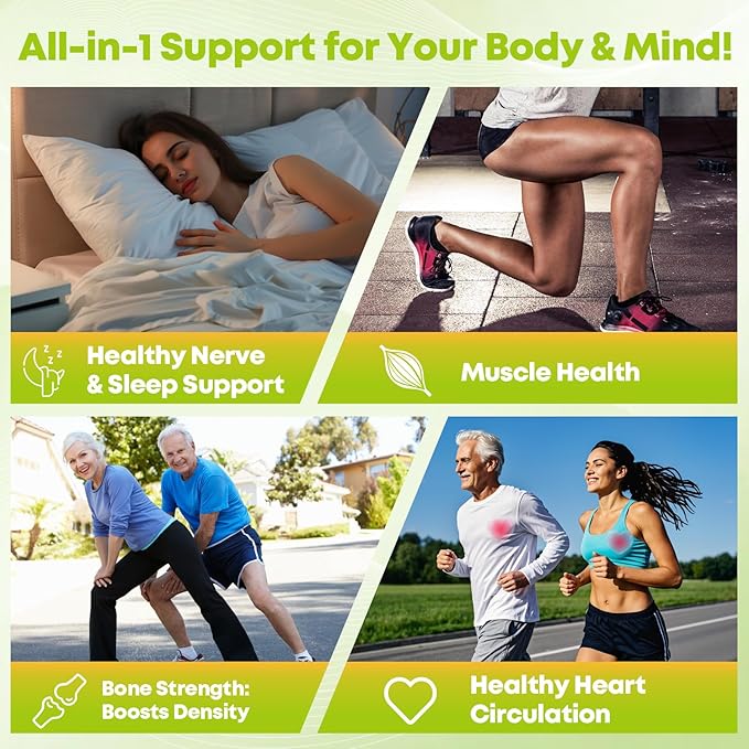 Triple Magnesium Complex Gummies for Women Men: Magnesium Glycinate Malate Taurate Supplements Support Sleep Mood Balanced Bones Muscle Health with CoQ10 Vta D3 Calcium, Sugar Free Vegan 30 Days