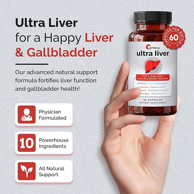 UpWellness Ultra Liver Supplement for Liver Support and Gallbladder Support - Powered by TMG, NAC Milk Thistle, and More - Liver Cleanse Detox & Repair - 60 Capsules - 5 Pack