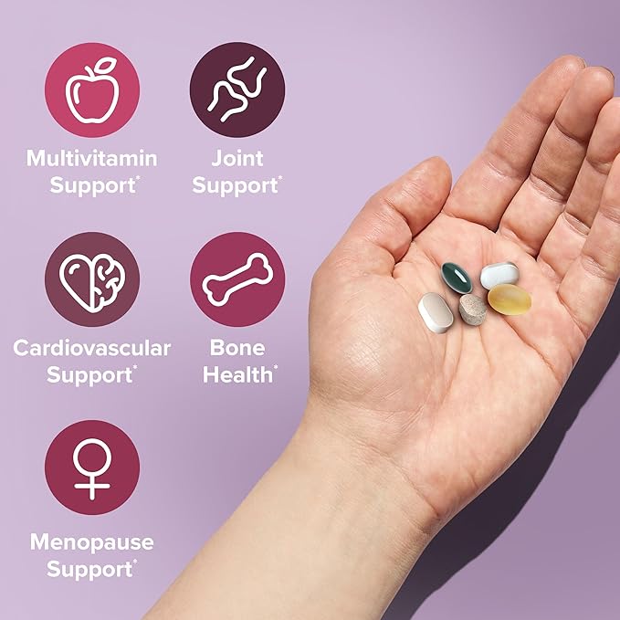 GNC Women’s 50+ Vitapak, 5-in-1 Multivitamin Pack, Healthy Hormones, Brain Health, Metabolism, Bone Strength, Edible Dietary Supplement, 30 Servings