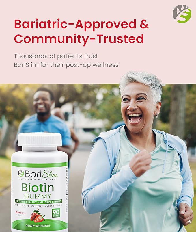 BariSlim Bariatric Vitamin Biotin Gummies - Specially Formulated Gummy Vitamin for Patients After Weight Loss Surgery - Easy to Digest and Great Tasting Fruit Flavors | 90 Fruit Chews