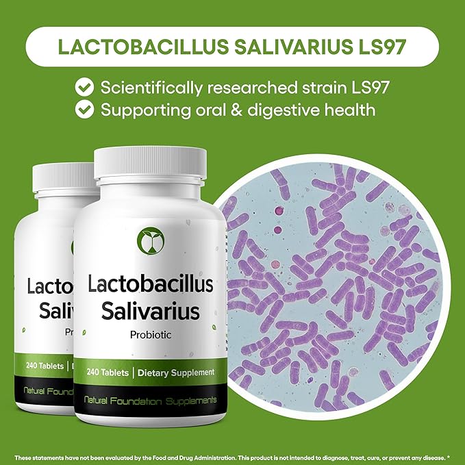 Lactobacillus Salivarius Probiotic Supplement 240 Tablets 3 Billion CFU Probiotics for Men & Women Supports Dental, Digestive & Gut Health (240, Lactobacillus Salivarius)