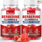 Haohan Berberine Gummies, 1500mg High Potency Berberine HCl, Ceylon Cinnamon, Milk Thistle, Immune System & Metabolism Support, Vegan, Strawberry Flavor, 120 Count