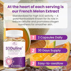Anti Cellulite Supplement, SODuline™ Sculpting Capsules with French Melon SOD & Phyto Beadlets, Cellulite Reduces, Cellulite Remover for Legs, Skin Smoothing & Thighs, Collagen Supplements, 60 Caps