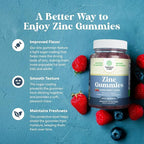 Extra Strength Zinc Gummies for Adults - Chewable Zinc Supplements for Women & Men for Energy & Immune Support - Vitamins & Mineral Supplements - 60 Count