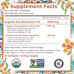SeabuckWonders Organic Sea Buckthorn Oil Omega-7 Complete, 30 Softgels, 15 Day Supply, with Omega 3, 6 & 9, Supports Hair, Skin & Nails, Overall Health & Wellness
