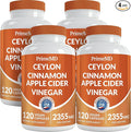 5-in-1 Ceylon Cinnamon Capsules 2355mg - Apple Cider Vinegar Capsules with Turmeric, Panax Ginseng & Bioperine - Cinnamon Supplements for Women & Men - Non-GMO, Vegan, Gluten-Free (120 Ct) (4-Pack)