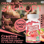 Creatine Monohydrate Gummies Complex for Men & Women -Advanced Formula W/L-Taurine + Vitamin B12, Sugar Free Chewable Supplement,90 Peach Gummies