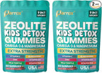 Zeolite Kids Detox Gummies, 9-in-1 Extra Strength with Zeolite, Omega-3, Magnesium, Elderberry, Vitamin C, Milk Thistle, Vitamin D3, Zinc, B12 – Sugar-Free (Mixed Berry Flavor - 2 Pack)