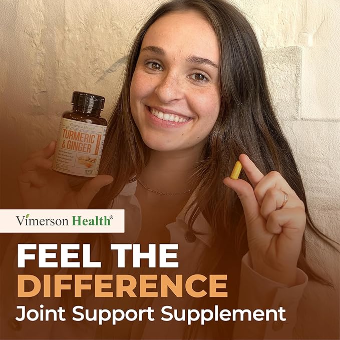 Turmeric Curcumin Supplement with Ginger Root for Joint Support, Digestive & Gut Health - Contains Organic Turmeric Curcumin with Black Pepper (Bioperine) for Enhanced Absorption - 60 Capsules
